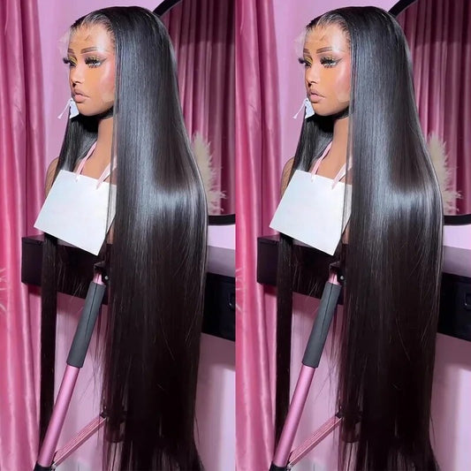 Glueless Straight Human Hair Wigs 13x4 Lace Front Wig Pre Plucked Bleached Knots Invisible HD Lace Wigs