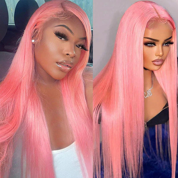 OneMore Barbie Pink Lace Front Wig Glueless Straight Human Hair Wigs 13x4 HD Lace Wig