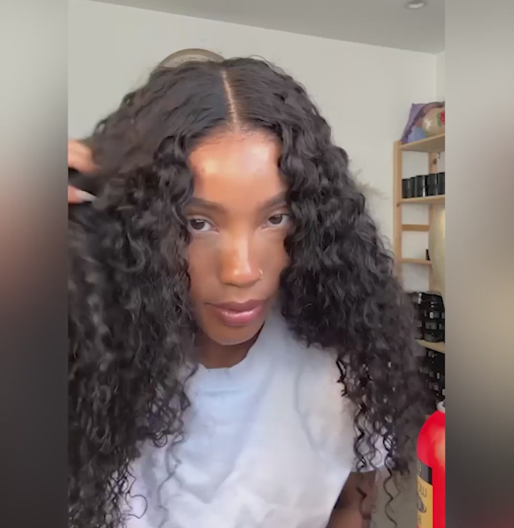 Deep Wave Wear and Go Glueless Wigs Pre Cut 5x5 Lace Closure Wig Bleached Knots Beginner Friendly