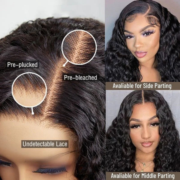 Glueless Wigs Curly 13x6 HD Lace Front Wig Pre Bleached Wear and Go Wig