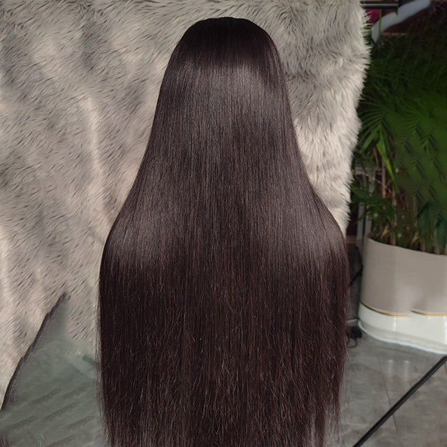 Glueless Straight Hair 5x5 Closure Wig HD Lace Pre Plucked and Bleached Ready to Wear Wig