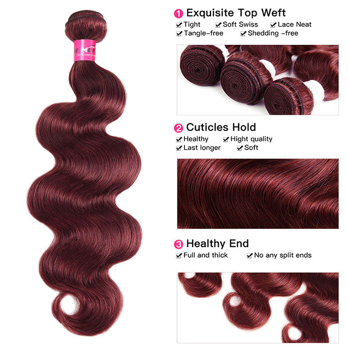 red wine hair bundles body wave