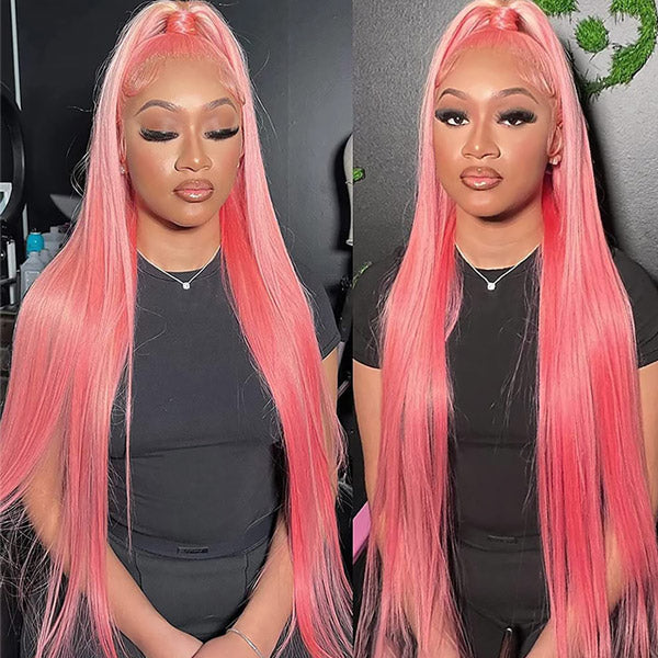 Human Hair Pink Wig