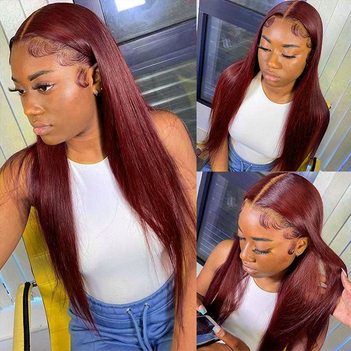 Burgundy Red Hair Bundles With Closure customer show