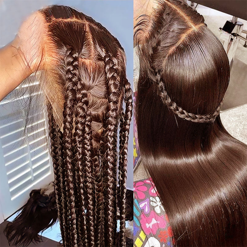 Straight Hairstyle Dark Brown Lace Wig