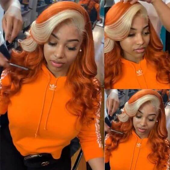 #350 Ginger Color  Body Wave Human Hair Weave Brazilian Hair 3 Bundles with Lace Closure