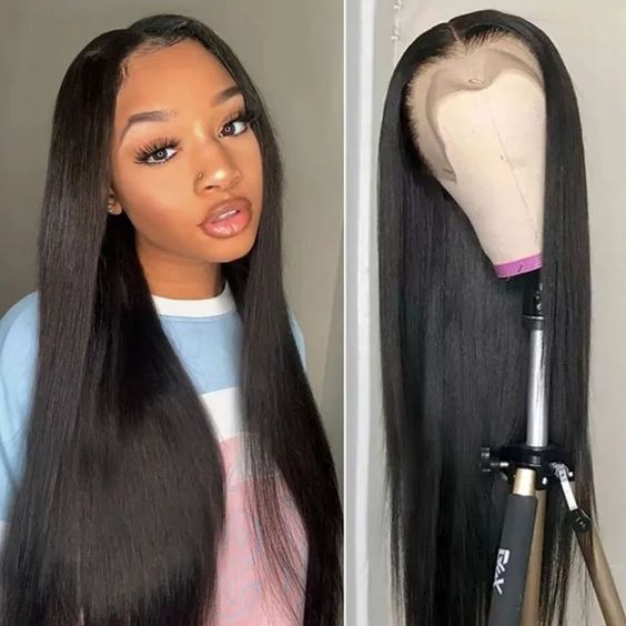 38 Inch Straight Human Hair Wig Brazilian Hair 4x4 Lace Closure Wig for Black Women