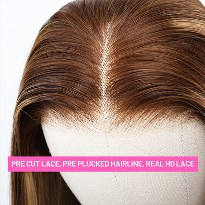 Honey Blonde Highlight Wig Straight Hair 13x4 Lace Front Hd Lace Glueless Human Hair Wigs