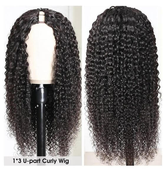 U Part Human Hair Curly U Part Wig No Leave Out Glueless Machine Made Wig Free Part Wig