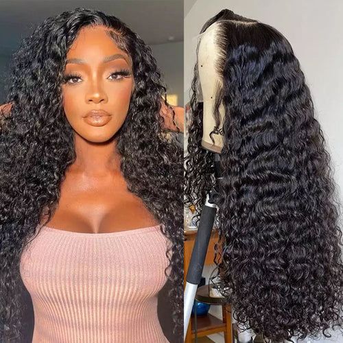 Pre Plucked Glueless Lace Closure Wigs Deep Wave HD Lace 5x5 Closure Wig 180% Density
