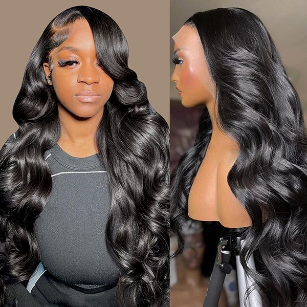 Glueless Human Hair Wig Transparent 360 Lace Front Body Wave Wigs Pre Plucked with Baby Hair
