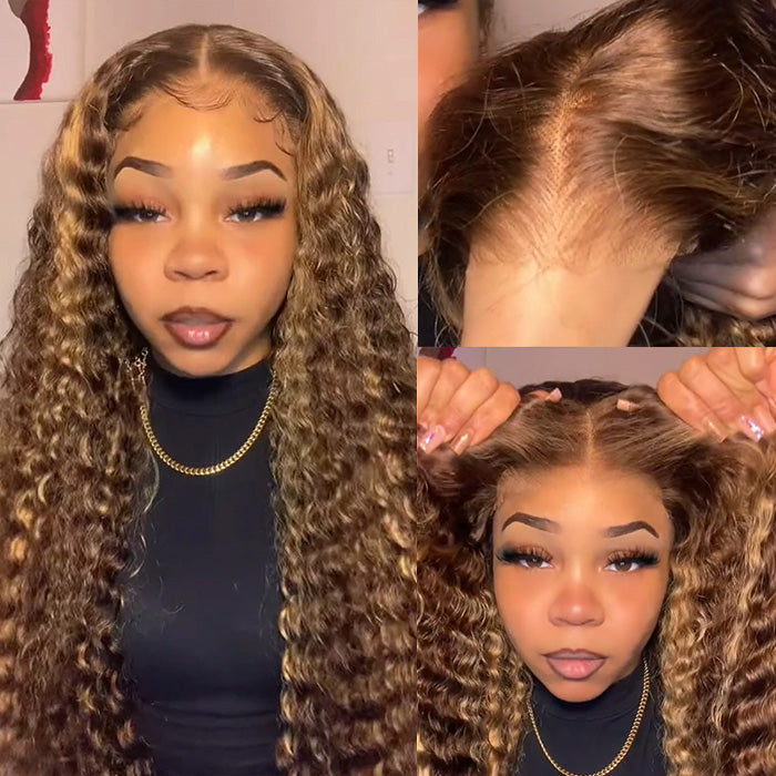 OneMore Hair Hd LaceReady to Wear Glueless Wigs Ombre Highlights #P4/27 Deep Wave 13x4 Lace Front Wig
