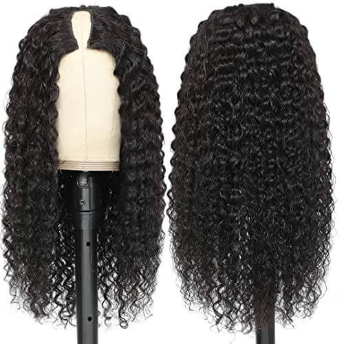 Deep Wave V part Human Hair Wigs Thin Part Wig  HD Lace Virgin Hair Wig