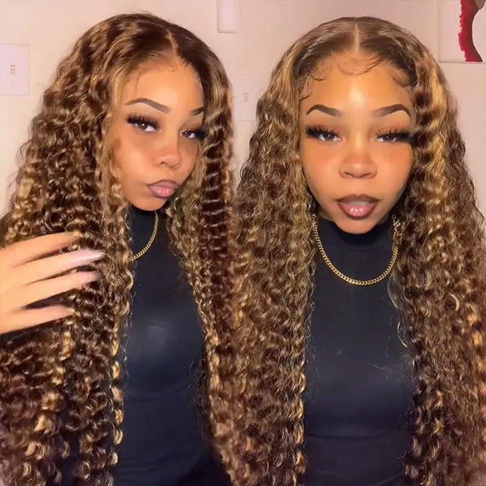 OneMore Hair Hd LaceReady to Wear Glueless Wigs Ombre Highlights #P4/27 Deep Wave 13x4 Lace Front Wig