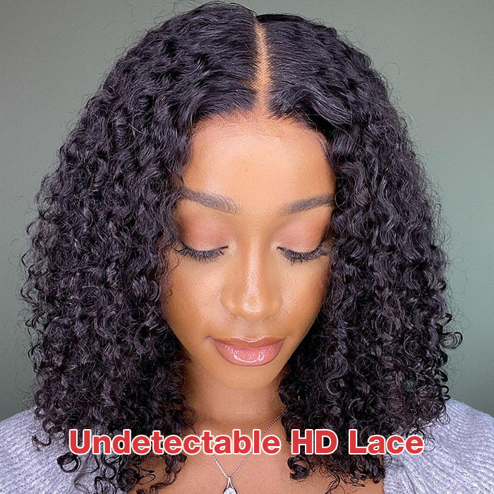 Wear & Go Bob Wig Curly Hair Pre Cut HD Lace 5x5 Closure Deep Wave Glueless Human Hair Wigs