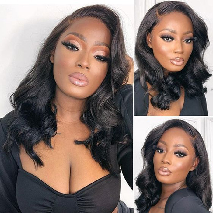 Body Wave Wear & Go Bob Wig Pre Cut Short Lace Front Wig Glueless HD Lace Human Hair Wigs