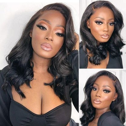 Body Wave Wear & Go Bob Wig Pre Cut Short Lace Front Wig Glueless HD Lace Human Hair Wigs