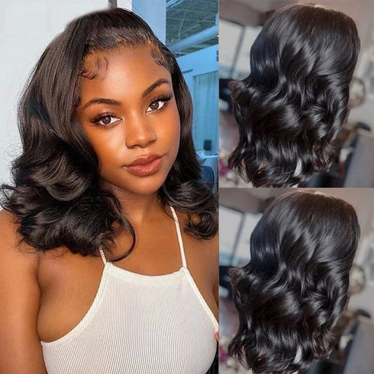 Body Wave Wear & Go Bob Wig Pre Cut Short Lace Front Wig Glueless HD Lace Human Hair Wigs