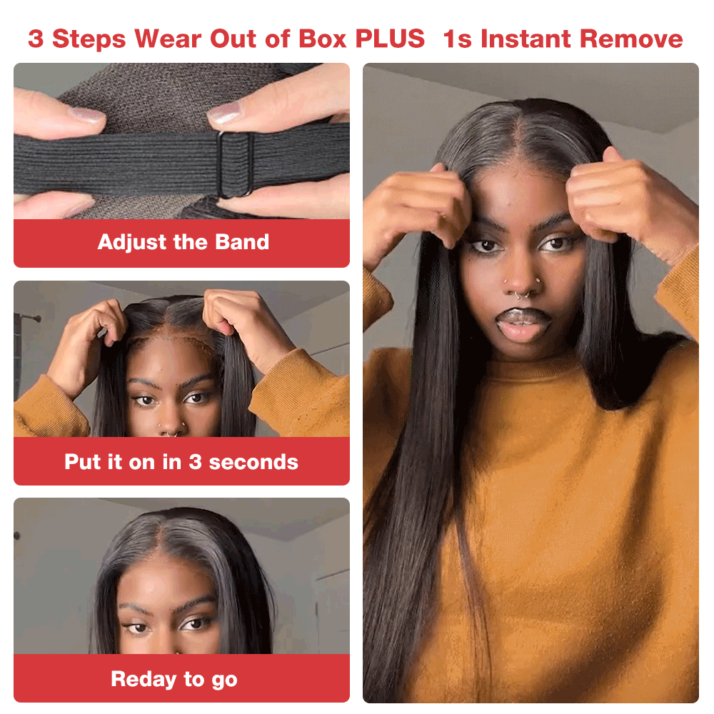 Kinky Straight Hair Glueless Human Hair Wigs HD Lace Yaki Hair 13x4 Lace Frontal Wig