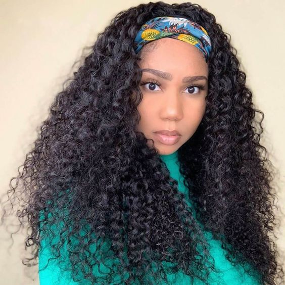 Curly Human Headband Wig