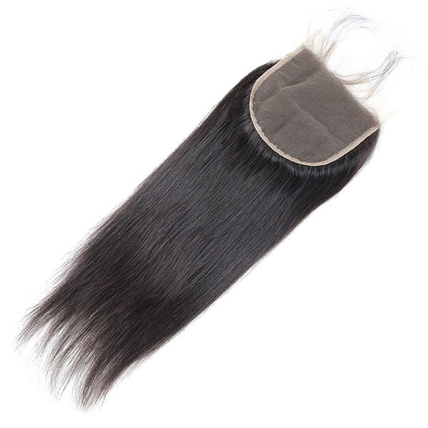 straight hair 3 bundles with transparent lace closure