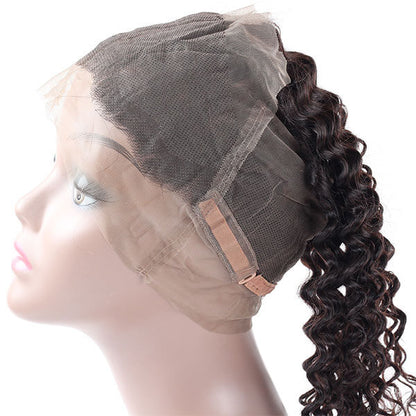 Peruvian Deep Wave Hair 3 Bundles with 360 Lace Frontal