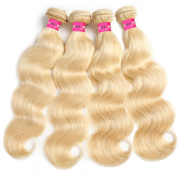 Honey Blonde Body Wave Human Hair Bundles with 13x4 Transparent Lace Frontal Closure