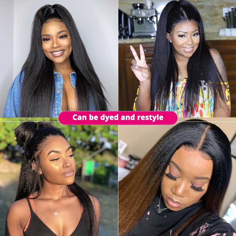 13x6 Lace Frontal Wig Kinky Straight Hair Real Human Hair Wigs