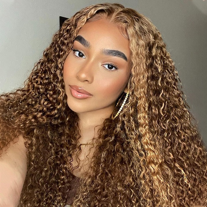 OneMore Hair Hd LaceReady to Wear Glueless Wigs Ombre Highlights #P4/27 Deep Wave 13x4 Lace Front Wig