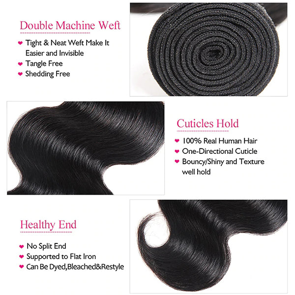 100% Virgin Peruvian Hair Body Wave 4 Bundles Human Hair Weave