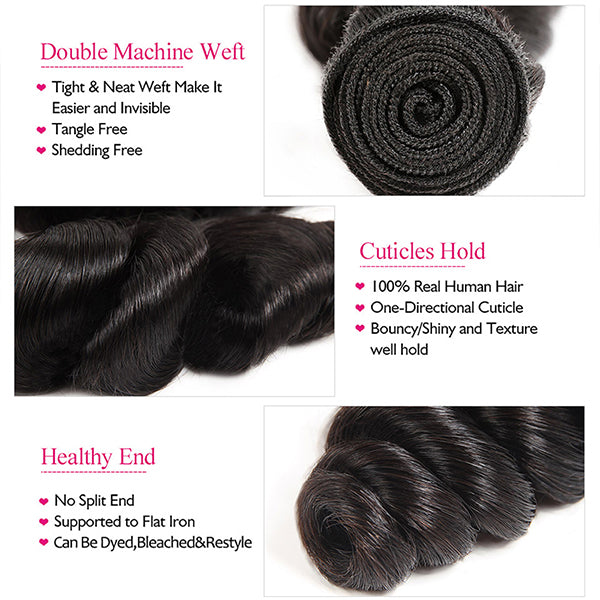 Unprocessed Brazilian Hair Loose Wave Hair 4 Bundles One More Human Hair