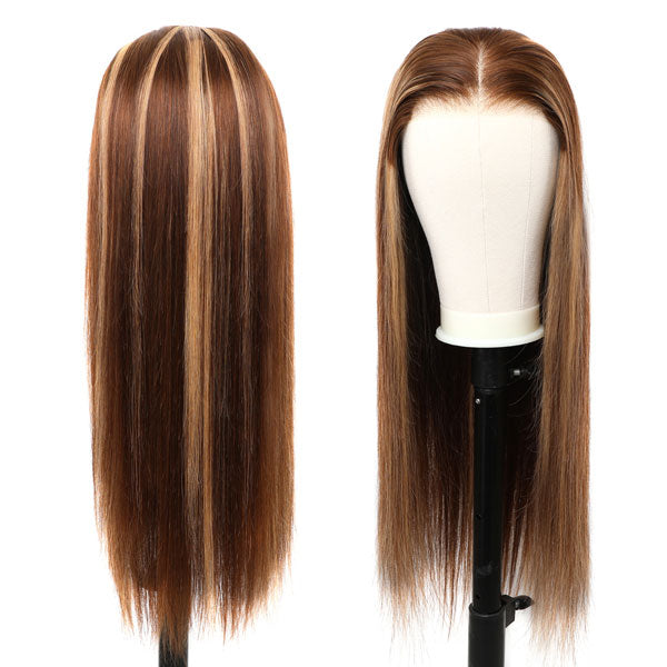 Honey Blonde Highlight Wig Straight Hair 13x4 Lace Front Hd Lace Glueless Human Hair Wigs