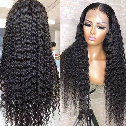 Deep Wave Wigs Glueless Lace Wigs 5x5 HD Lace Closure Wig Pre Bleached 180% Density