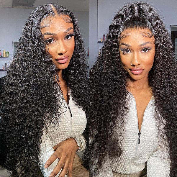 Deep Curly Hair Full Lace Human Hair Wigs HD Transparent Lace Deep Wave Glueless Lace Wigs