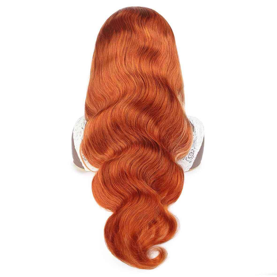 Ginger Hair Color with Blonde Highlights Body Wave Lace Frontal Wig Human Hair Skunk Stripe Wig