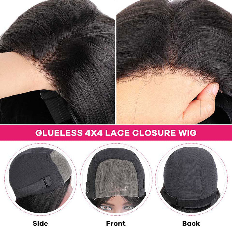 Glueless Lace Wig Body Wave 4?¨¢4 Transparent Lace Closure Wig