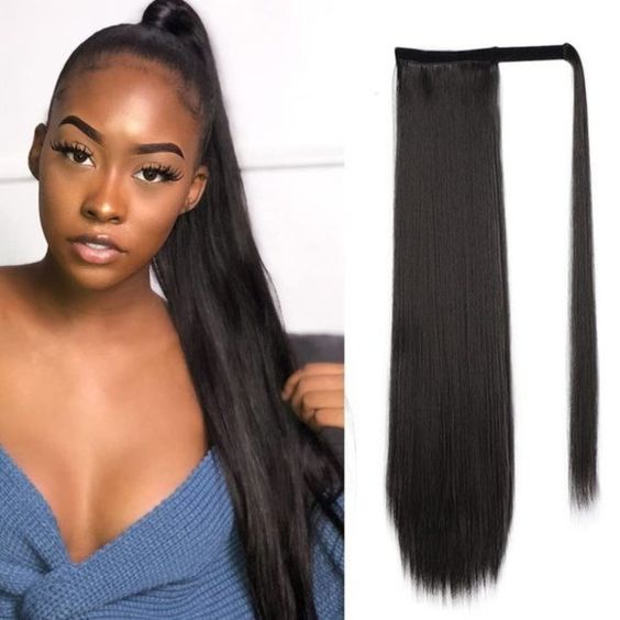 Wrap Around Human Hair Ponytail Straight Hair Extensions for Women