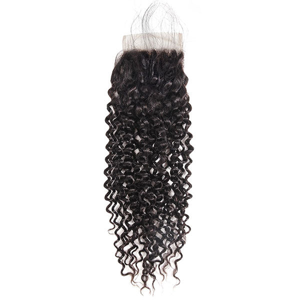 Virgin Malaysian Curly Human Hair 4 Bundles with 4*4 Lace Closure
