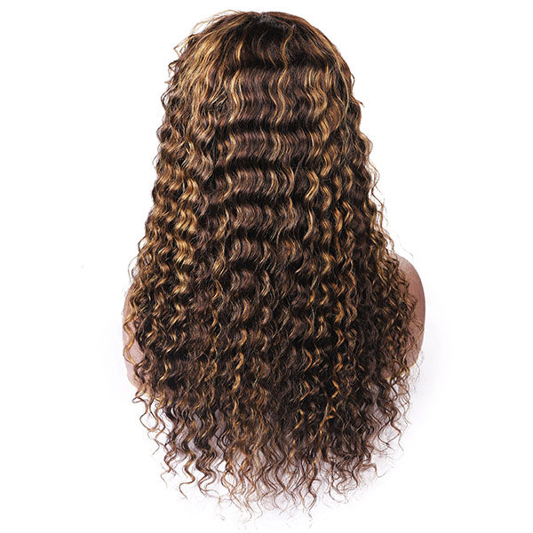 middle part deep wave highlight wig
