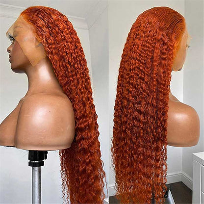 30inch 4x4 Lace Closure Wig Ginger Color Curly Wig 