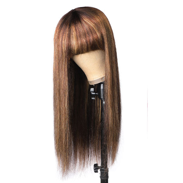 machine made wig with bangs
