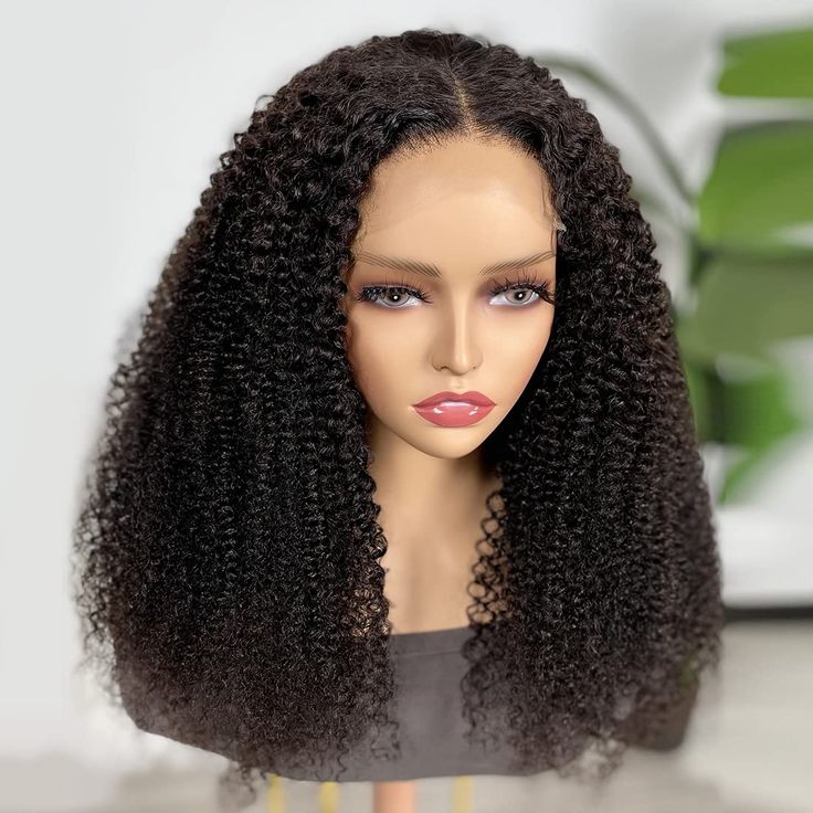 Kinky Curly Hair 13x4 Lace Front Wig Transparent Swiss Lace Curly Hair Wigs 250% Density