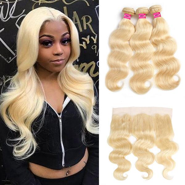 good hair bundles with frontal blonde wig