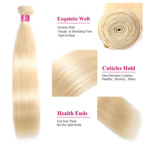 613 blonde straight hair 3 bundles with closure