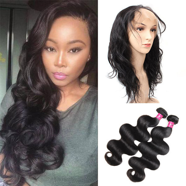 One More Brazilian Loose Wave Hair 360 Lace Frontal with 2 Bundles