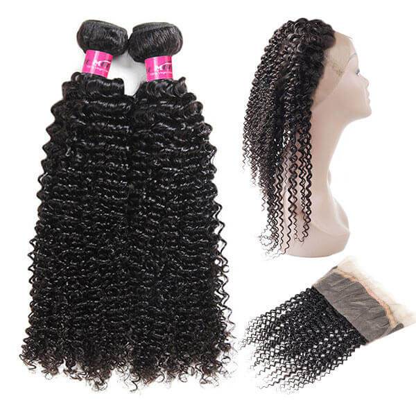 One More Curly Hair Weave 2 Bundles with 360 Lace Frontal Malaysian Hair - OneMoreHair