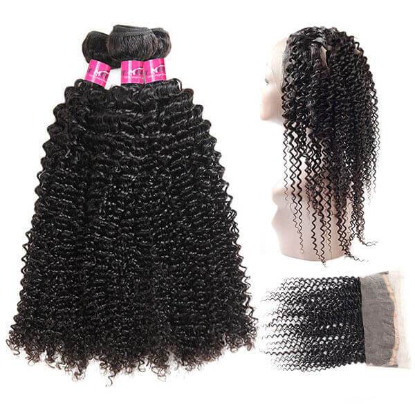 Curly Hair 3 Bundles with 360 Lace Frontal 10A One More Hair - OneMoreHair