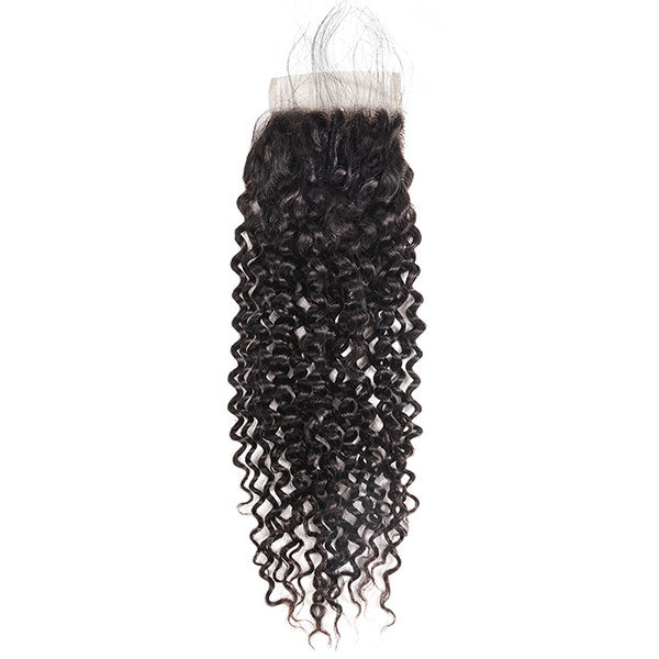 Curly Bundles with Closure Peruvian Curly Hair 3 Bundles with 4x4 Lace Closure
