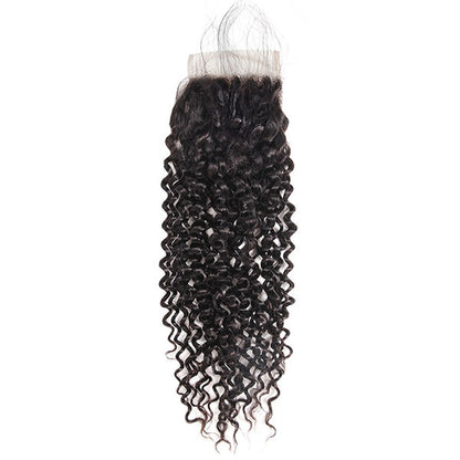 Curly Bundles with Closure Peruvian Curly Hair 3 Bundles with 4x4 Lace Closure