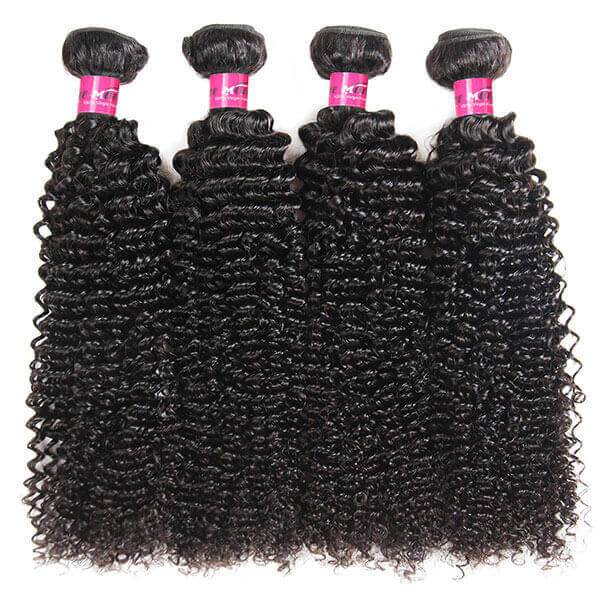 Virgin Malaysian Curly Human Hair 4 Bundles with 4*4 Lace Closure - OneMoreHair